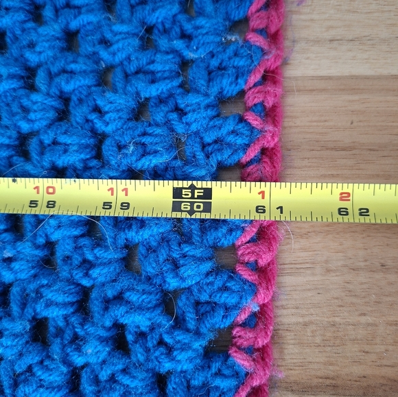 Vintage Handmade Crocheted Heavy Striped Blanket Multicolor Artcraf Blanket - Picture 11 of 12